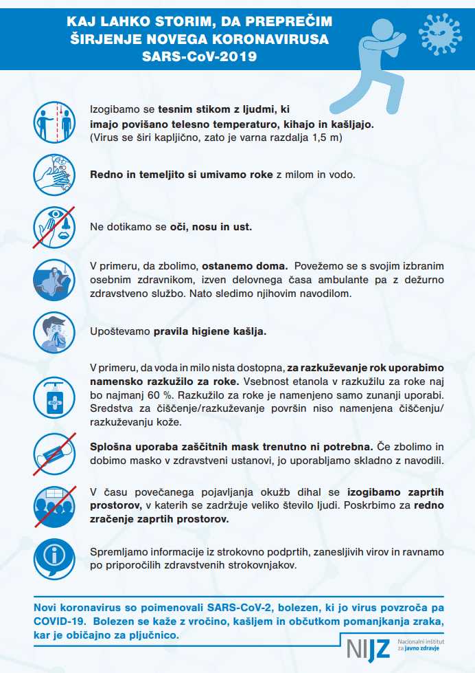 Navodila za preprečitev širjenja koronavirusa